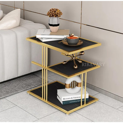 3- Tier Rectangular Metal Coffee Table for Living Room