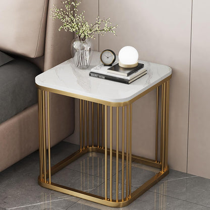 Coffee Table with marble texture sheet  Metal Frame for Living & Bedroom Balcony Small Spaces