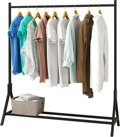 Clothing Rack with Bottom Shelf - Metal Coat & Garment Rack