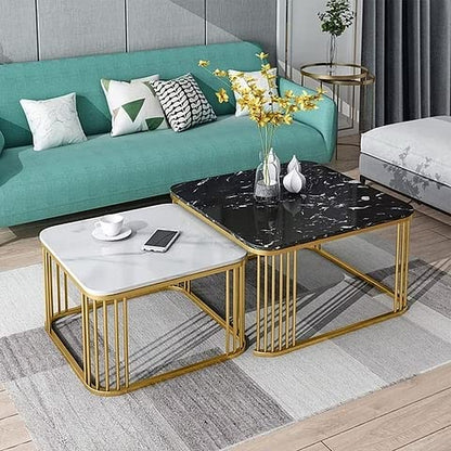 ART Coffee Table Set with Storage & Modern Open Shelf