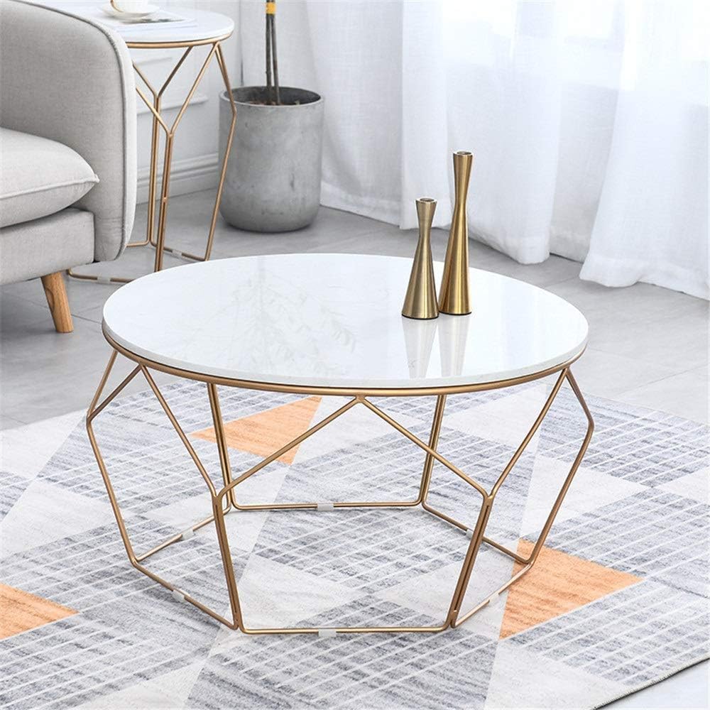 Round Iron Coffee Table for Living Room, Office & Side Table