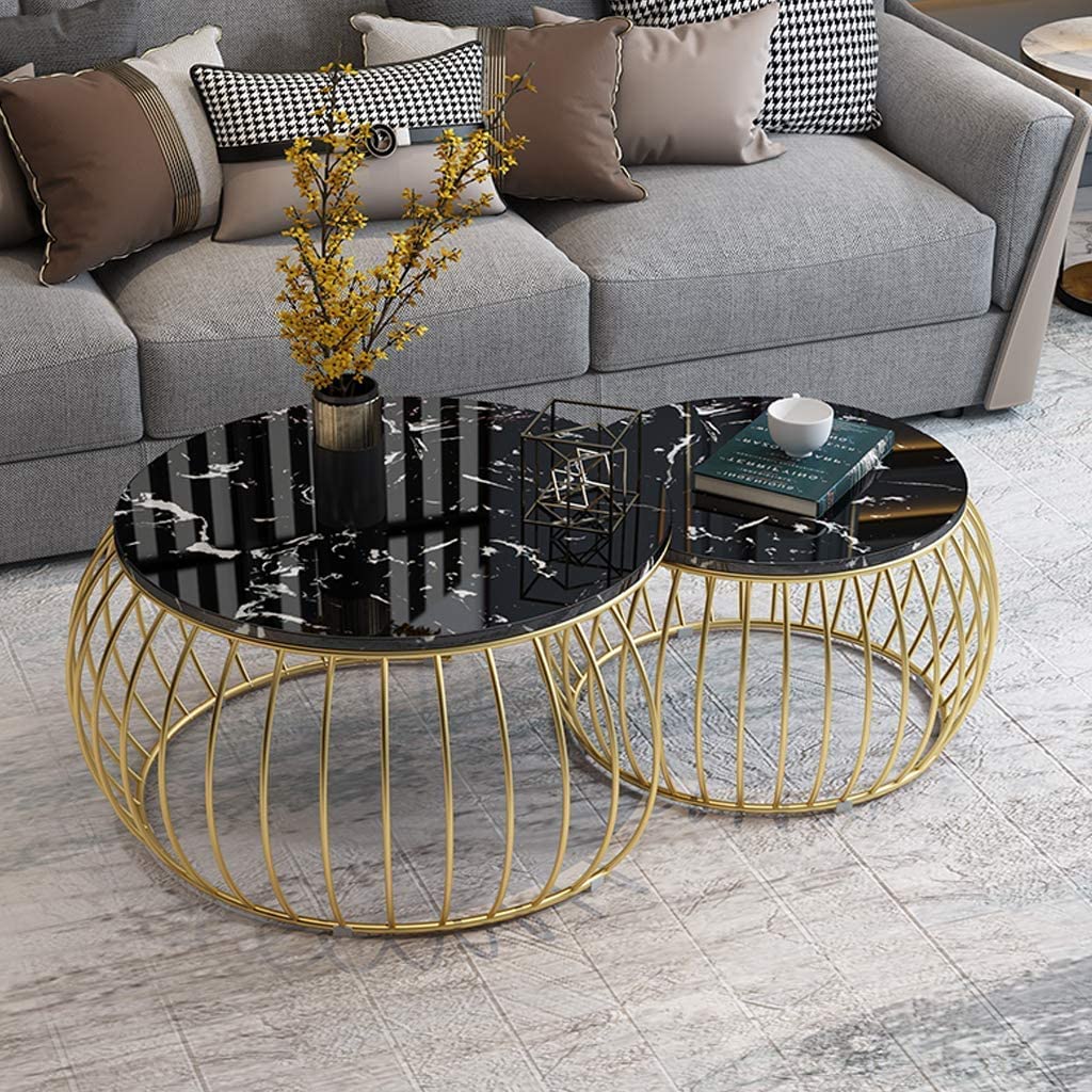 2-Piece Round Coffee Table for Living Room Home Decor