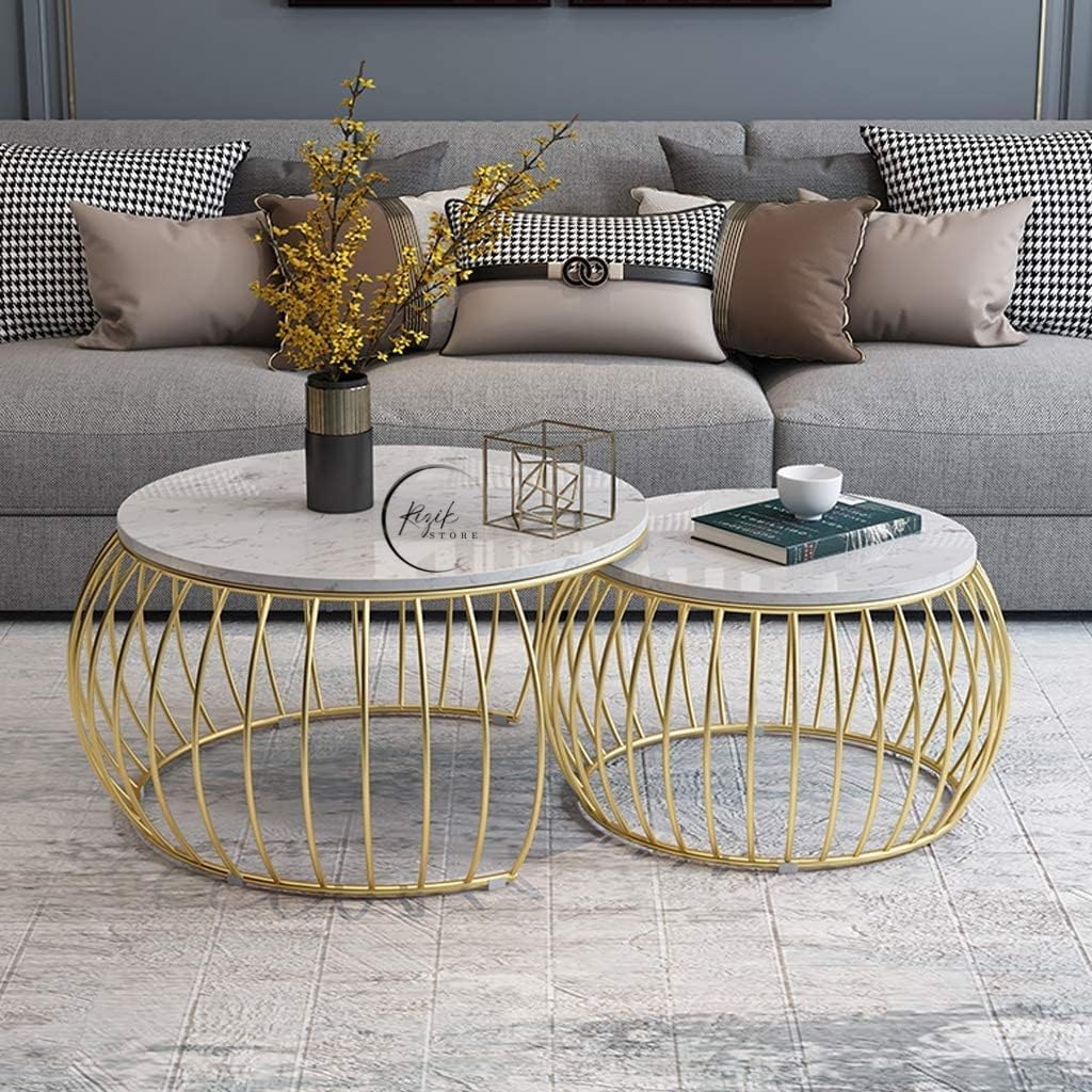 2-Piece Round Coffee Table for Living Room Home Decor