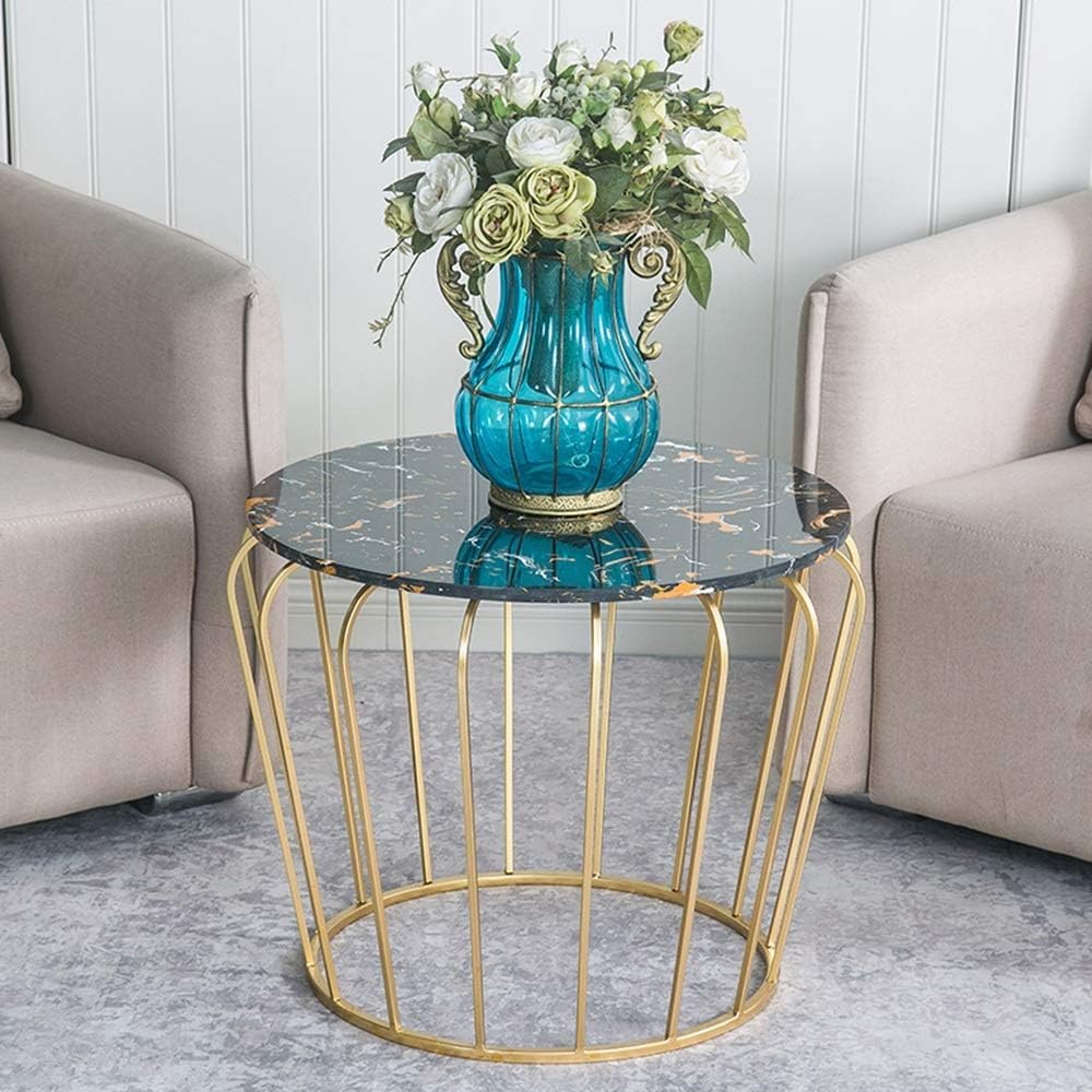 Modern Round Side Table - Marble Pattern Coffee Table