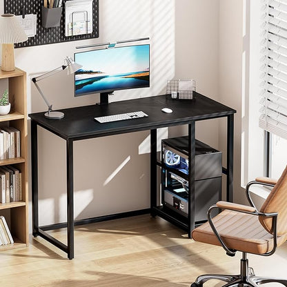 Elevate your workspace with this industrial-style computer desk Includes a built-in lower shelf for organized storage