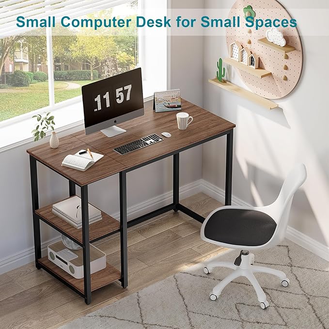 Elevate your workspace with this industrial-style computer desk Includes a built-in lower shelf for organized storage