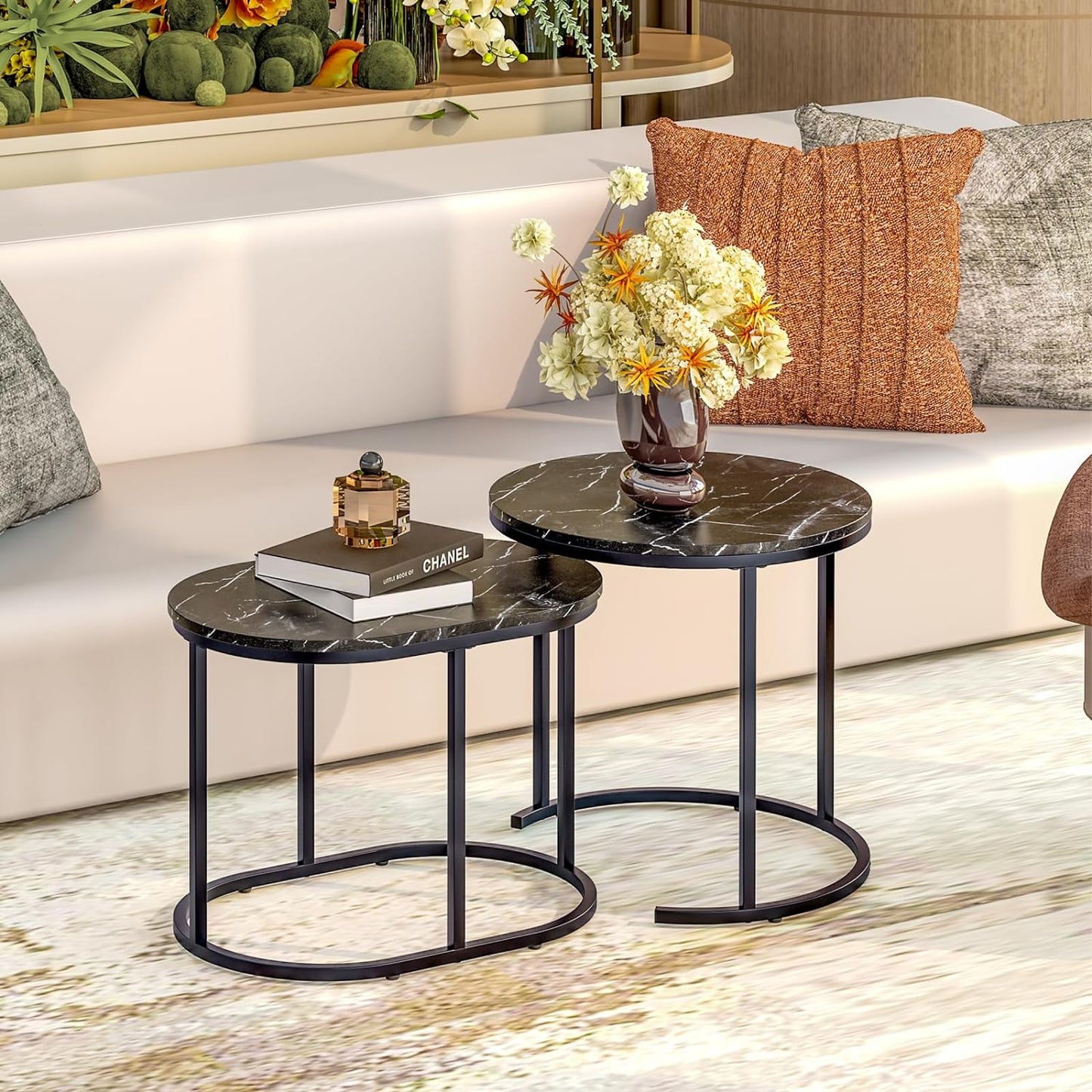 Stacking Nesting Coffee Tables Set of 2 - Modern Living Room