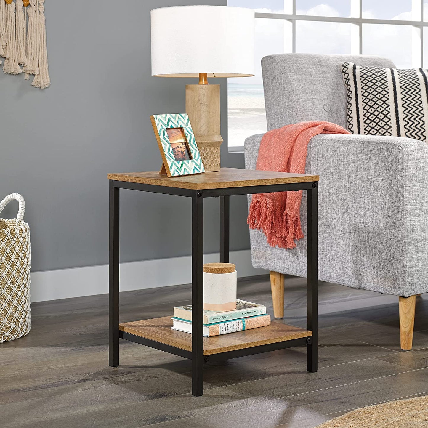 Metal Frame Shelf Rack Stand - End Table for Living Room