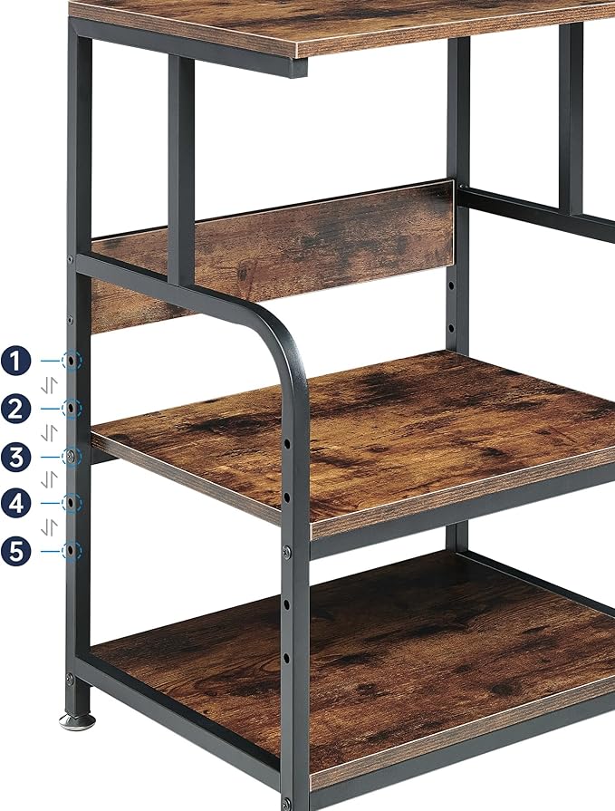 FlexiCore 3-Tier Compact Computer Desk Trolley – Space-Saving Multi-Level Workstation with Storage Shelves for Home and Office Use