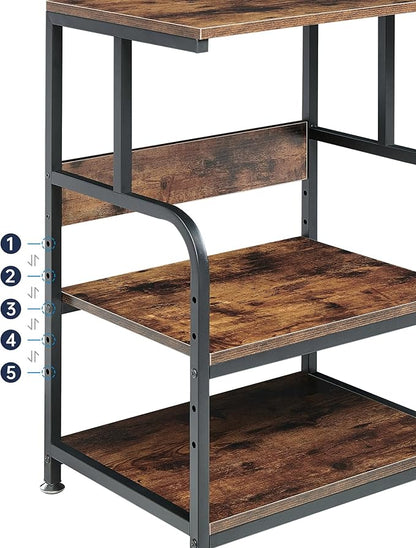 FlexiCore 3-Tier Compact Computer Desk Trolley – Space-Saving Multi-Level Workstation with Storage Shelves for Home and Office Use