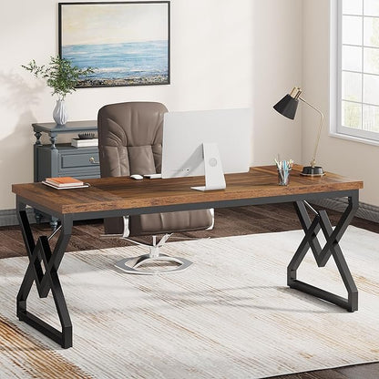 UrbanCraft X-Frame Executive Computer Desk – Modern Wooden Workspace Table for Home & Office Setup