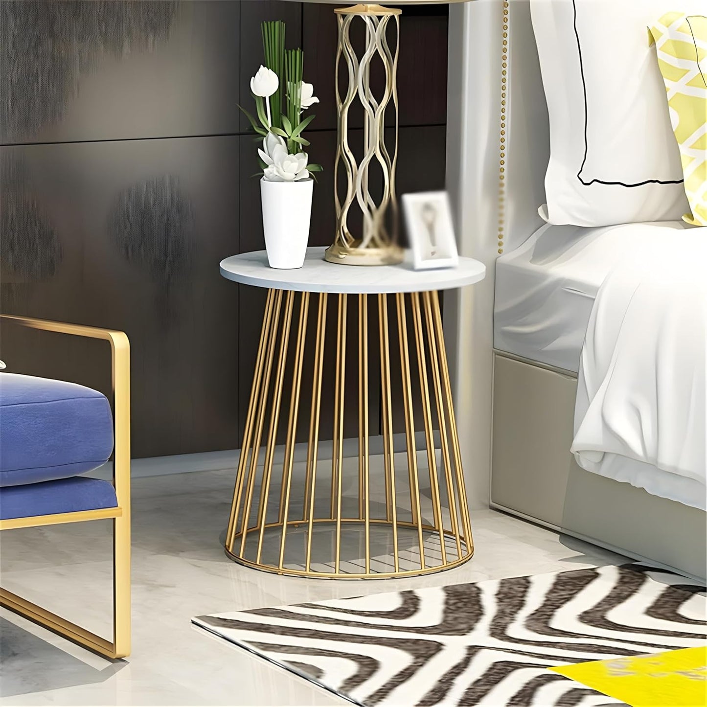 Round Metal Side Table - Modern Living Room Furniture