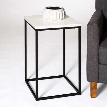 Mainstays End Table - White Top with Gold Frame