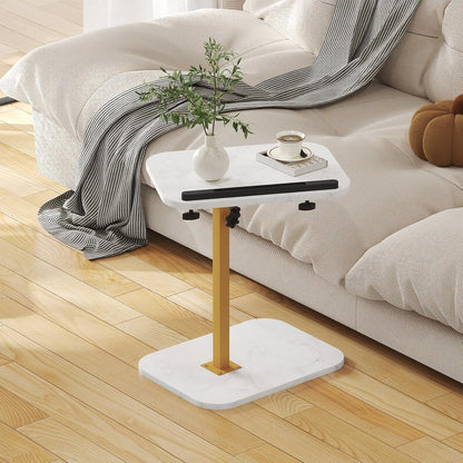 C Shaped Side End Tables for Living Room, Bedroom, Bedside Adjustable Height