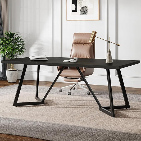 Modern minimalist design Computer Desk with elegant wooden finish Perfect for study, work, and professional environments
