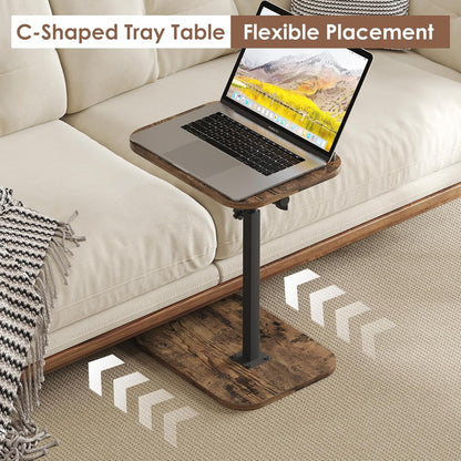 C Shaped Side End Tables for Living Room, Bedroom, Bedside Adjustable Height