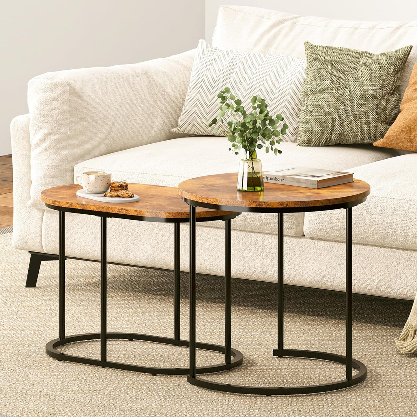 Stacking Nesting Coffee Tables Set of 2 - Modern Living Room