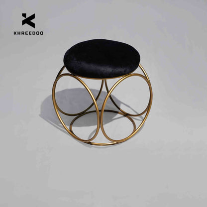 Luxury design Stool for living room Black top & gold frame