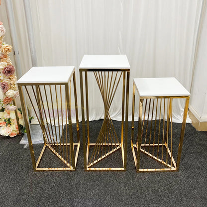 3pcs Gold Cake Plinth Set - Party Dessert Table Pedestals