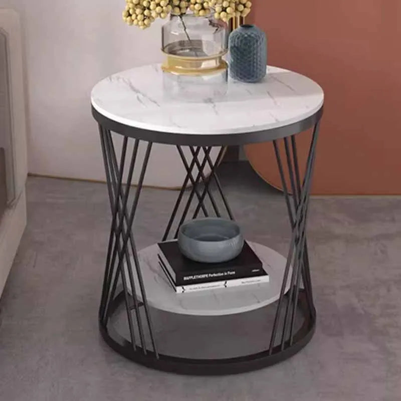 Aesthetic Marble Side Table - Black & Gold Retro Luxury