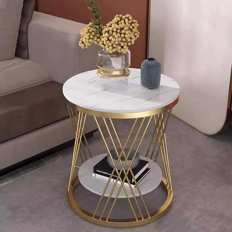 Aesthetic Marble Side Table - Black & Gold Retro Luxury