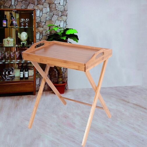 Beach Wood Foldable Coffee & Study Table with Single Shelf