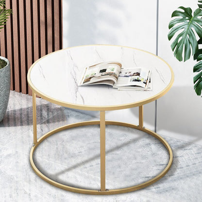 30x30 Inches Round Golden Table with Single Rods