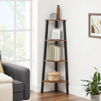 Modern 4-Tier Corner Rack Small Bookcase Space Saving Storage Rack