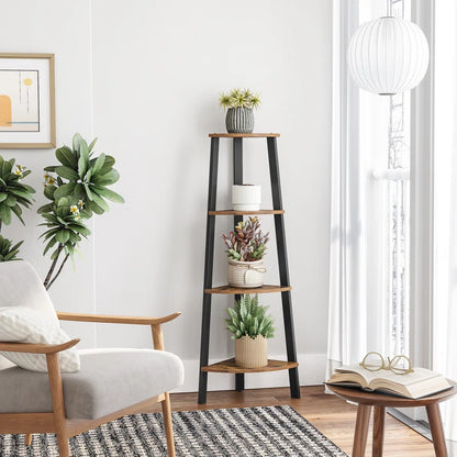 Modern 4-Tier Corner Rack Small Bookcase Space Saving Storage Rack
