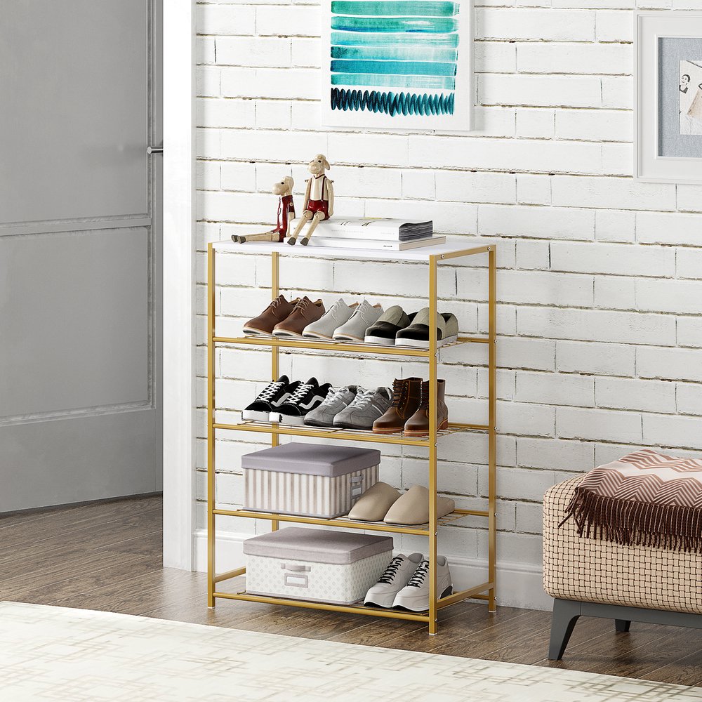 4-5 Tier Metal Shoe Rack - All-Metal Shelf for 3 Pairs