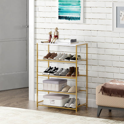 4-5 Tier Metal Shoe Rack - All-Metal Shelf for 3 Pairs