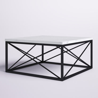 Marble top iron base center table square shape unique and decent design for bed hall