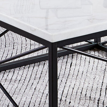Marble top iron base center table square shape unique and decent design for bed hall