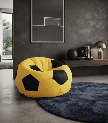 Yellow Football Bean Bag Chair | Sporty Soccer Seating for Gaming, Bedroom & Relaxation