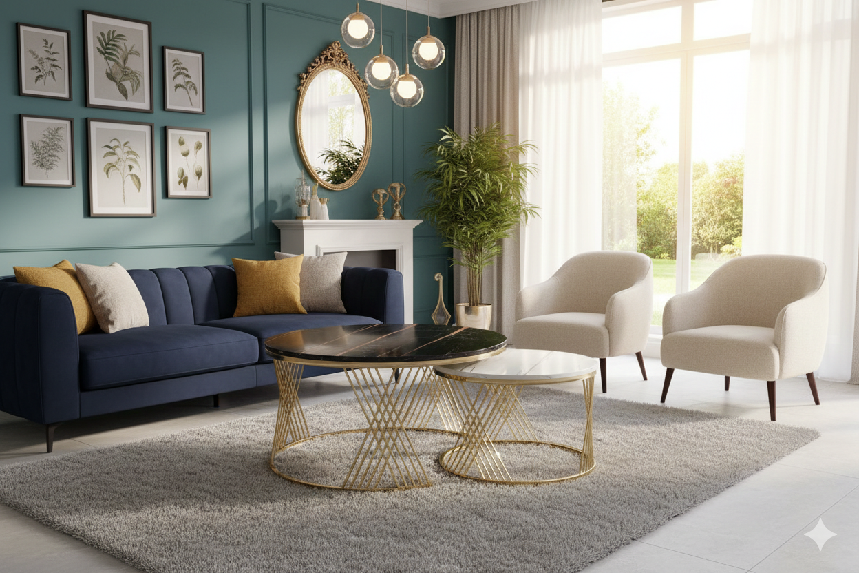 Elegant Gold Metal Center Table Set - Reception & Living Room Furniture