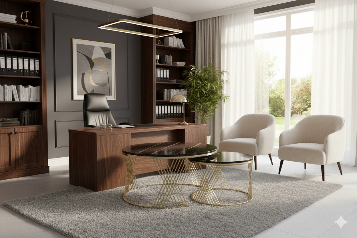 Elegant Gold Metal Center Table Set - Reception & Living Room Furniture