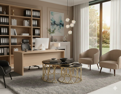 Luxury Gold Center Table Set - Elegant Contemporary Living Room Furniture