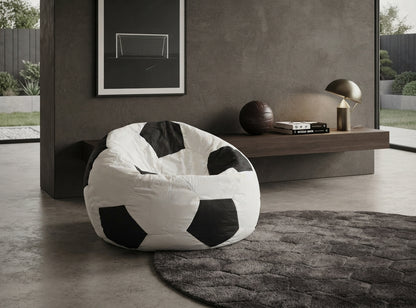 White Football Bean Bag Chair | Stylish Soccer-Themed Seating for Gaming, Bedroom & Lounge