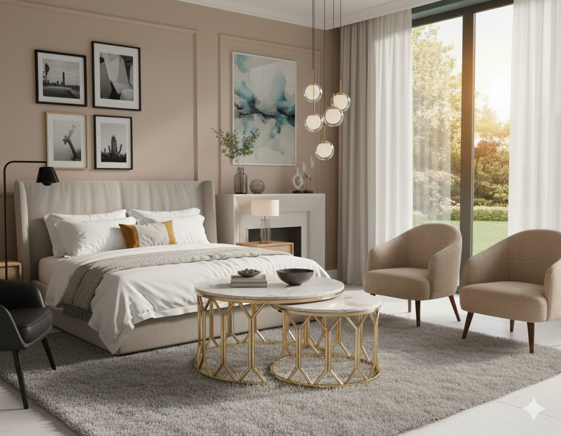 Luxury Gold Center Table Set - Elegant Contemporary Living Room Furniture