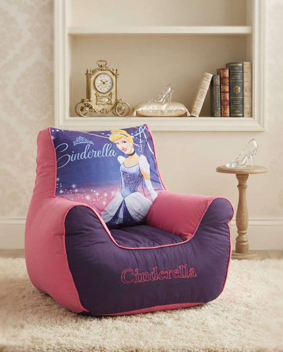 Kids Plush Cinderella Sofa Chair for Girls | Soft & Comfortable Princess Lounge Seat | Cute Children’s Sofa Chair for Bedroom & Playroom