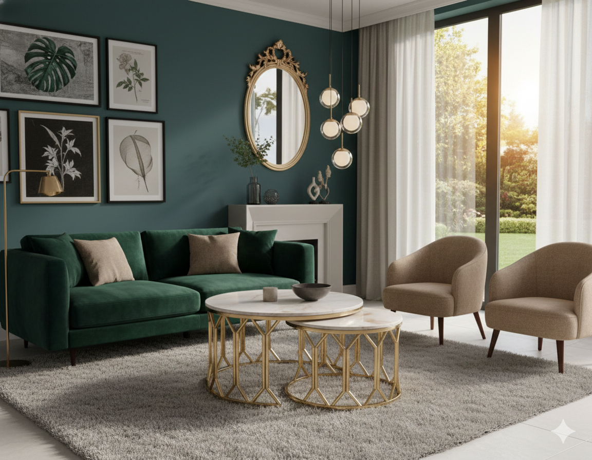 Luxury Gold Center Table Set - Elegant Contemporary Living Room Furniture