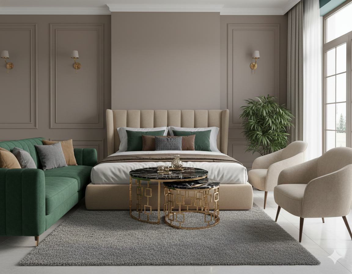 Luxury Round Gold Center Table - Contemporary Coffee Table for Living Room