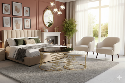 Elegant Gold Metal Center Table Set - Reception & Living Room Furniture