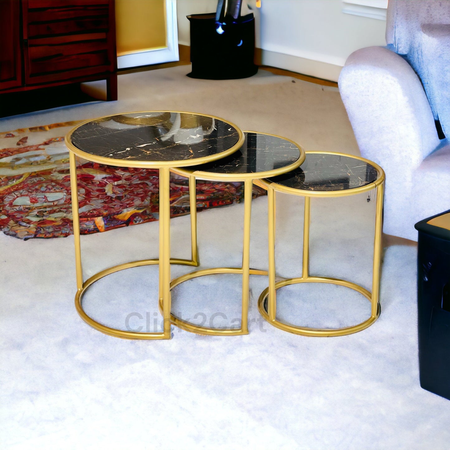 Nesting Table for Living Room - Round Decor Table