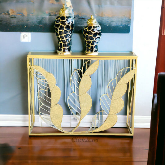 Metal Console With Mirror Top
