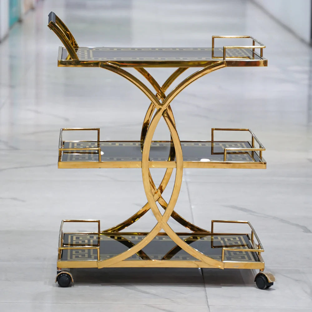 Modern 3 Tier Trolley With Black Shelfs