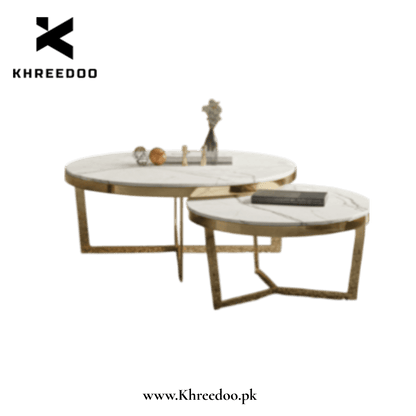 Modern Gold Frame Center Table Set - Stylish Coffee Tables for Home & Office