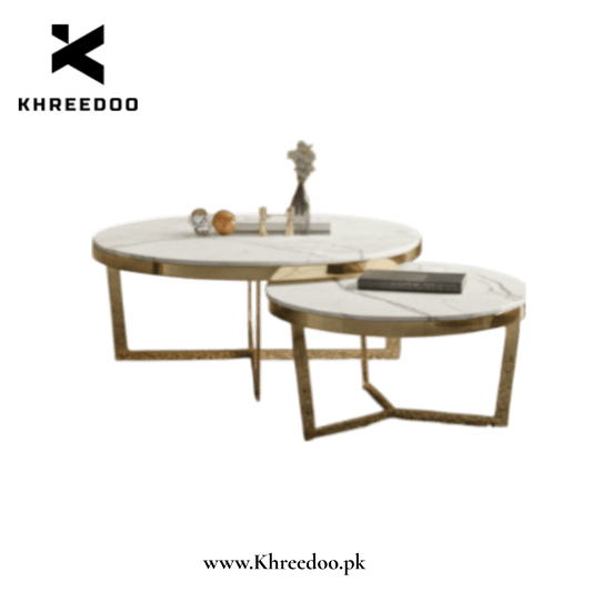 Modern Gold Frame Center Table Set - Stylish Coffee Tables for Home & Office