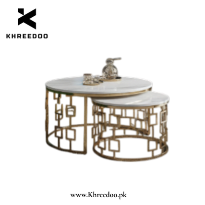Luxury Round Gold Center Table - Contemporary Coffee Table for Living Room