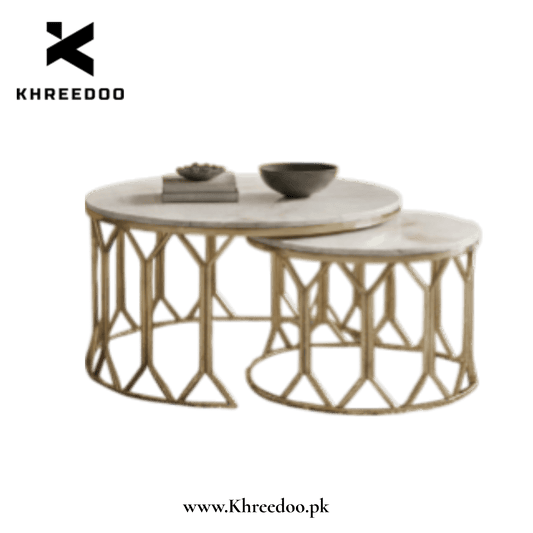 Luxury Gold Center Table Set - Elegant Contemporary Living Room Furniture